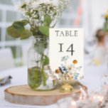 Numéro De Table Rustique Dusty Blue Fleurs sauvages & Daisy Mariag<br><div class="desc">Découvrez l'épitome de l'élégance rustique avec notre carte de numéro de table mariage rustique, où la beauté intemporelle rencontre la grâce délicate de la nature. Dans un décor blanc immaculé, un bouquet d'aquarelle peint à la main se dessine, mêlant harmonieusement le bleu poussiéreux et le jaune doux des fleurs sauvages,...</div>