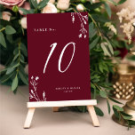 Numéro De Table Rustique Elegant Fleur sauvage de Bourgogne Mariag<br><div class="desc">Ce design élégant et rustique de numéro de table de mariage est doté d'un bel arrière - plan de couleur bordeaux avec des fleurs sauvages dessinés à la main et une élégante typographie en blanc. Le design est le même de part et d'autre. Consultez notre collection de Fleurs sauvages rustiques...</div>
