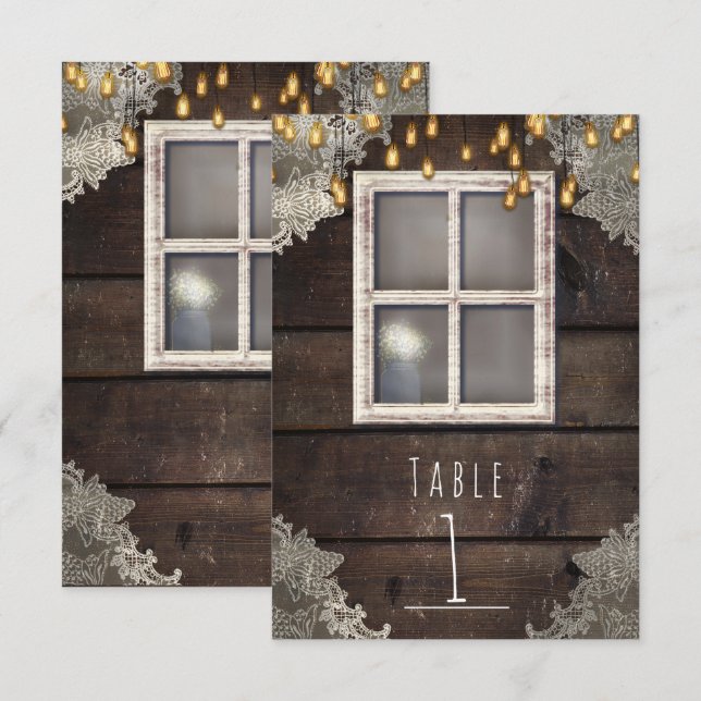 Numéro de table rustique Fenêtre & Lumières de Gra (Devant / Derrière)