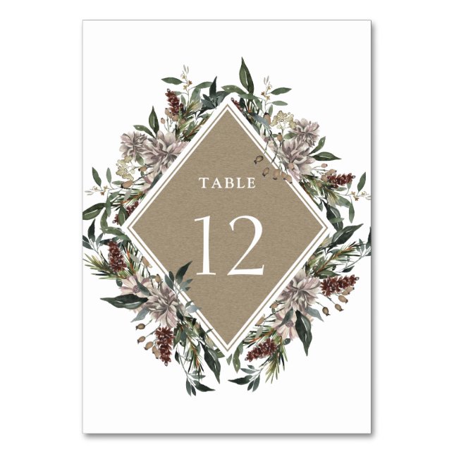 Numéro De Table Rustique Floral Automne Mariage d'hiver (Par défaut)