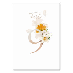 Numéro De Table Rustique Floral manuscrit Script 9 Mariage