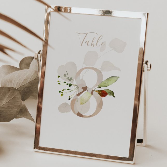 Numéro De Table Rustique Floral Script Manuscrit 8 Mariage (Créateur téléchargé)