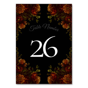 Numéro De Table Rustique Orange Noir Élégant Mariage Invitation