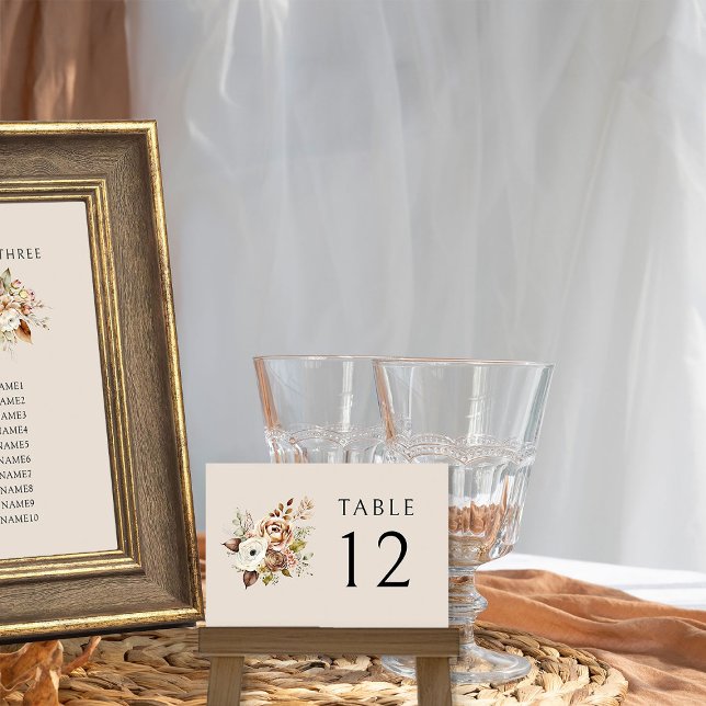 Numéro De Table Rustique Pays Floral Terme Mariage de automne neut (Wedding table number from Rustic Floral Brown Neutral Wedding Collection by Darling & May)