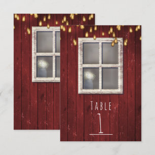 Numéro de table rustique Red Barn Window & Lights