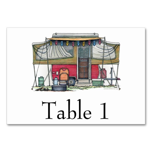 Numéro De Table RV Cute Popup Camper Travel Trailer (Dos)