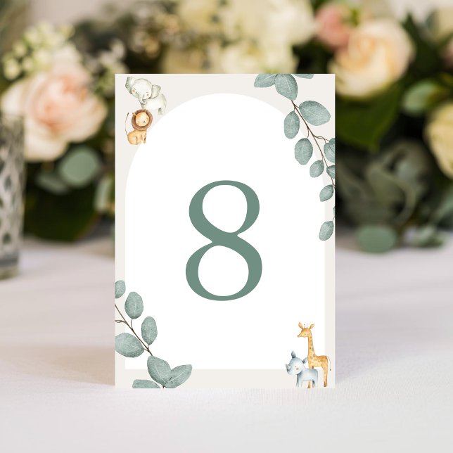 Numéro De Table Safari Animals Table Numbers Card (Créateur téléchargé)