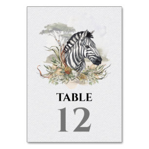 Numéro De Table Safari tropical Mariage de la jungle Zebra