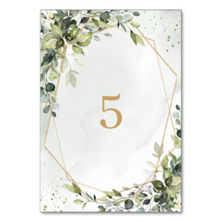 Numéro De Table Sage gold eucalyptus geometric wedding table sign