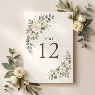 Numéro De Table Sage Green Botanical Wedding Table Number