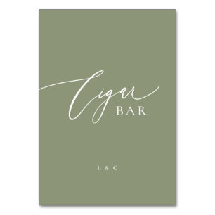 Numéro De Table Sage Green Calligraphy Mariage Cigar Bar Sign