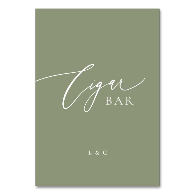 Numéro De Table Sage Green Calligraphy Mariage Cigar Bar Sign (Par défaut)