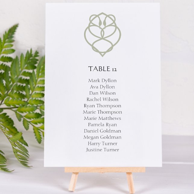 Numéro De Table Sage Green Celtic Irlandais Swan Love Knot Mariage (Créateur téléchargé)