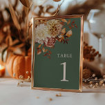 Numéro De Table Sage Green Fall Floral Numéro du tableau<br><div class="desc">Sage Green Fall Floral Numéro de tableau. Guidez vos invités avec style à l'aide de cette carte de numéro de table, encadrée de fleurs peintes à la main et de feuilles dans des tons d'automne élégants. L'arrière - plan vert sauge offre un contraste doux avec les détails chauds en cuivre...</div>