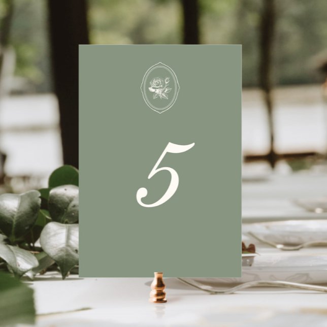 Numéro De Table Sage Green Rose Wedding Double Sided (Créateur téléchargé)