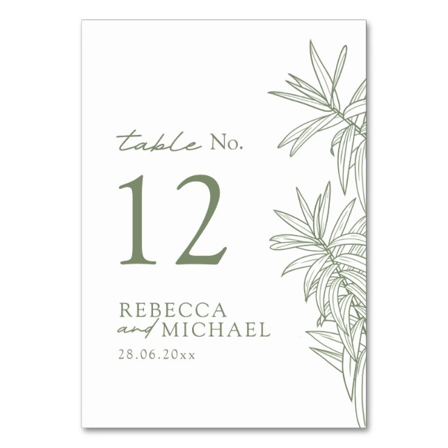 Numéro De Table Sage Green Simple Botanique (Par défaut)
