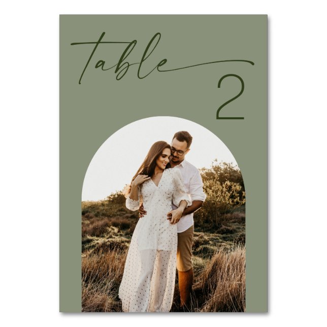 Numéro De Table Sage Green Wedding | Modern Minimalist Photo (Par défaut)