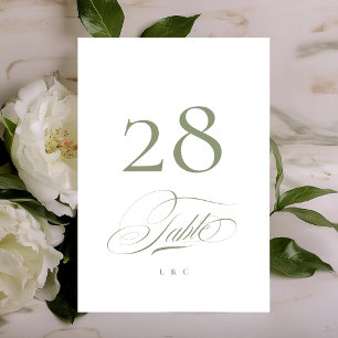 Numéro De Table Sage on White Elegant Mariage de calligraphie