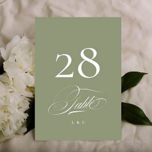 Numéro De Table Sage on White Elegant Mariage de calligraphie