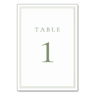 Numéro De Table Sage Vert chaud moderne minimaliste Mariage