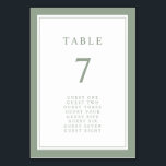 Numéro De Table Sage Vert Élégant Simple Minimal Mariage frontalie<br><div class="desc">Ce numéro de table de mariage de bordure élégant et minimaliste est doté d'une double bordure verte classique avec texte et script vert sage. (Il fait partie de la collection Sage Green & Navy Blue Botanical qui peut être vue en cliquant sur le lien ci-dessus.)</div>