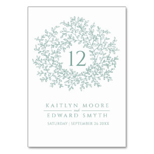 Numéro De Table Sage vert feuille cercle monogramme mariage person