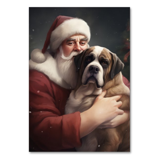 Numéro De Table Saint-Bernard avec le Père Noël Festif Noël (Par défaut)