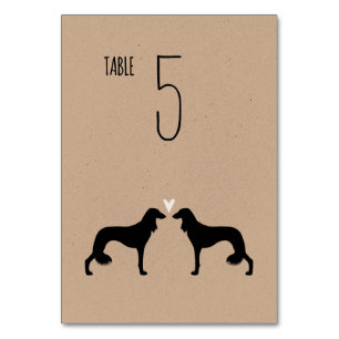Numéro De Table Saluki Chien Silhouettes Mariage Réception personn