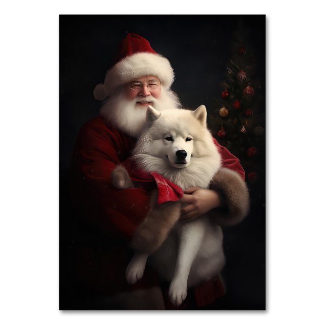 Numéro De Table Samoyé Avec Noël Festif Du Père Noël (Par défaut)