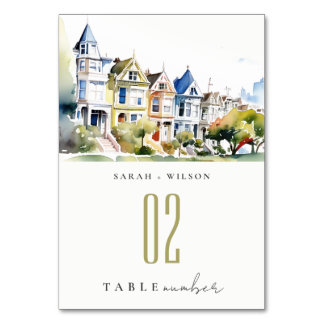 Numéro De Table San Francisco Painted Ladies Landscape Wedding