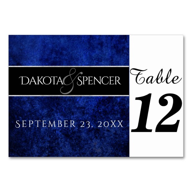 Numéro De Table Sapphire Blue Velvet | Moody Jewel Tone Mariage (Devant)