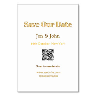 Numéro De Table Sauvegarder notre date Scanner QR pour les détails