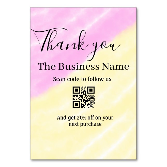 Numéro De Table Scannez le QR pour nous suivre, code de réduction  (Par défaut)