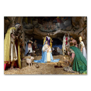 Numéro De Table Scène de la Nativité de Noël antique