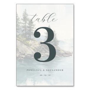 Numéro De Table Scène tranquille au bord du lac bleu