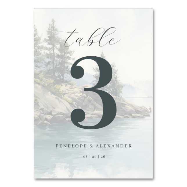 Numéro De Table Scène tranquille au bord du lac bleu (Par défaut)