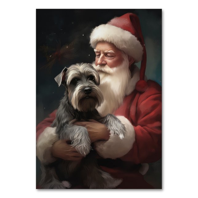 Numéro De Table Schnauzer avec le Père Noël Festif de Noël (Par défaut)