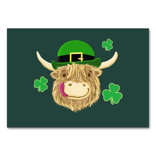 Numéro De Table Scottish Highland Cow St Patrick's Day Casquette (Devant)