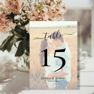 Numéro De Table Script de calligraphie Mariage photo double face