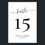 Numéro De Table Script de calligraphie minimaliste Mariage double<br><div class="desc">Élégante calligraphie Script Mariage Numéros de table Double face avec personnalisation personnalisée. Aidez vos invités à trouver facilement leur chemin avec ces cartes de numéro de table double face simples et élégantes. Il est facile d'ajouter le, les chiffres, les noms et la date ! Dispose d'une jolie main lettrage calligraphie...</div>