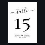 Numéro De Table Script de calligraphie minimaliste Mariage double<br><div class="desc">Élégant Script de calligraphie Coeur Mariage Numéros de table Double face avec personnalisation personnalisée. Aidez vos invités à trouver facilement leur chemin avec ces cartes de numéro de table double face simples et élégantes. Facile à personnaliser, avec des nombres, des noms de couple avec le motif coeur de l'amour et...</div>