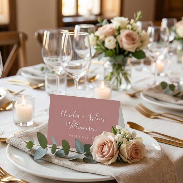 Numéro De Table Script de Rose duvet minimal Nom personnalisé Cart (Créateur téléchargé)