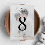 Numéro De Table Script délicat blanc façade photo Mariage Monogram<br><div class="desc">Ce numéro de table élégant serait un grand ajout à votre célébration mariage. Ajoutez facilement vos propres détails en cliquant sur l'option "personnaliser".</div>