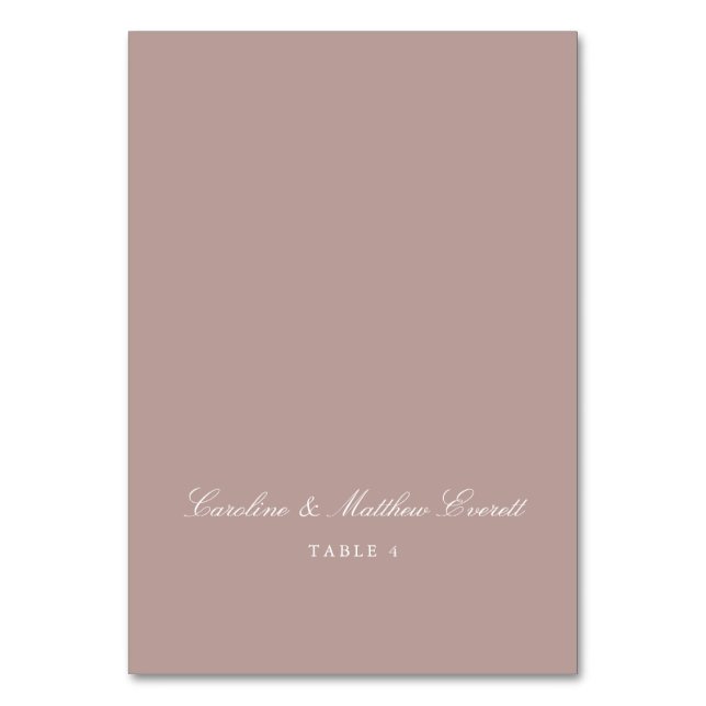 Numéro De Table Script Elegant Custom Name Mauve Place Card (Par défaut)