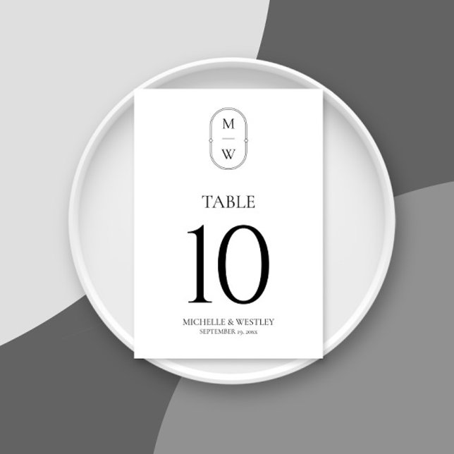Numéro De Table Script minimal simple Mariage noir et blanc (Créateur téléchargé)