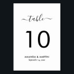 Numéro De Table Script moderne Mariage noir et blanc<br><div class="desc">Elégante carte de numéro de table de mariage noir et blanc avec une police de script moderne. Éléments correspondants disponibles.</div>