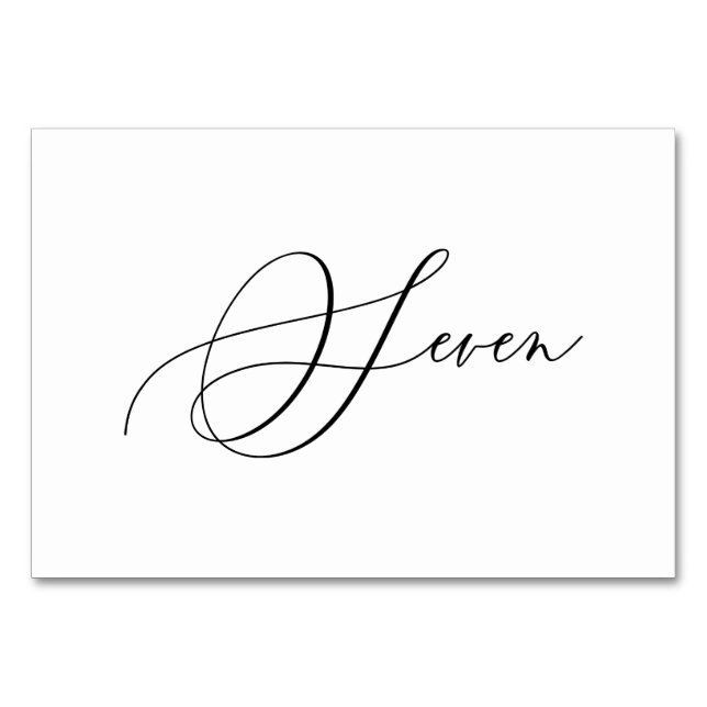 Numéro De Table Sept 7 calligraphie romantique élégante de PixDezi (Devant)