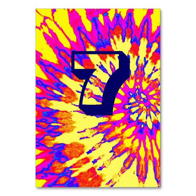 Numéro De Table Sept Table de Mariage à Spirale Jaune Tie Dye (Par défaut)
