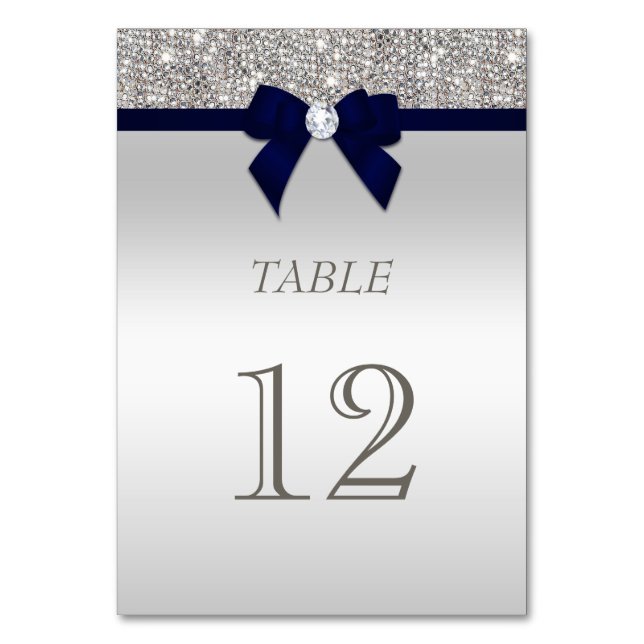 Numéro De Table Séquences d'argent bleu marine Faux Bow (Par défaut)