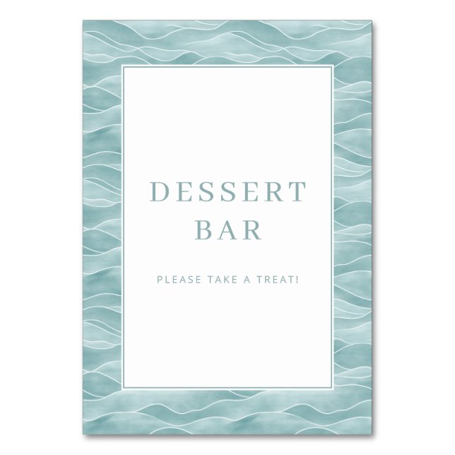 Numéro De Table Serene Blue Water Wave Dessert Bar Sign (Par défaut)